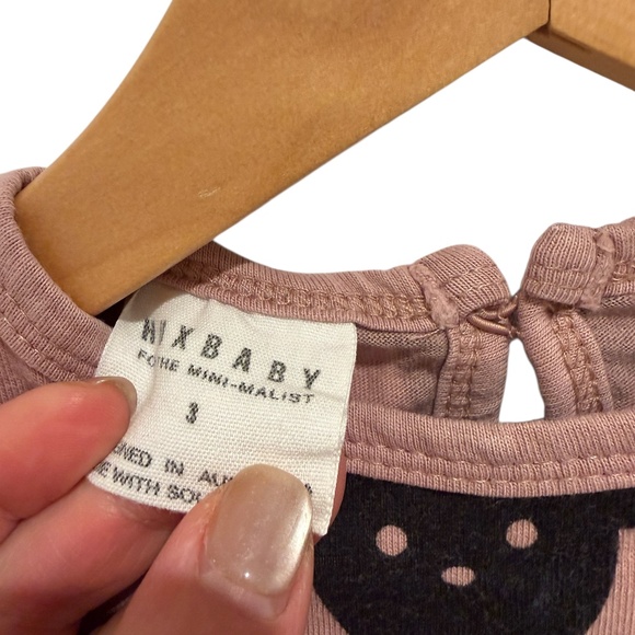 HUXBABY light pink & black mouse print peplum t-shirt - size 3 - Picture 2 of 2